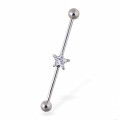 Industrial Straight Barbell mit Stern Edelstein