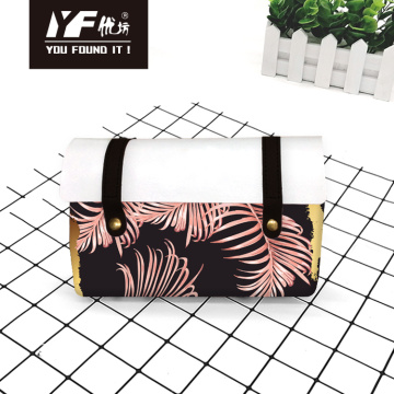 Custom Tropical leaves PU leather handbag cosmetic bag pencil case&bag multifunctional bag