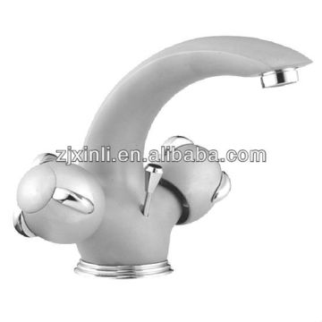 High Quality Dual Handle Brass Basin Tap, Polish and Grey Color