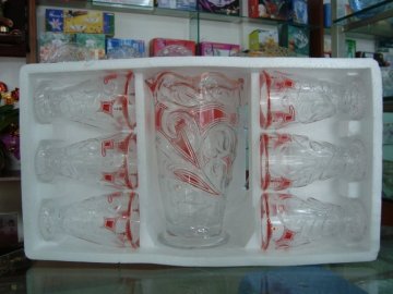 Custom Decal Art Logo 220ml 6 Drinking Glass Cup And 1300ml Jar Set
