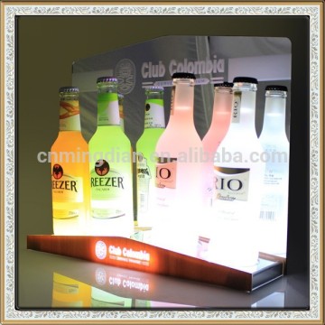 led acrylic wine bottle display pedestal, acrylic illuminated wine bottle pop display stands