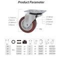 Caster Pu pivotant rouge violacé