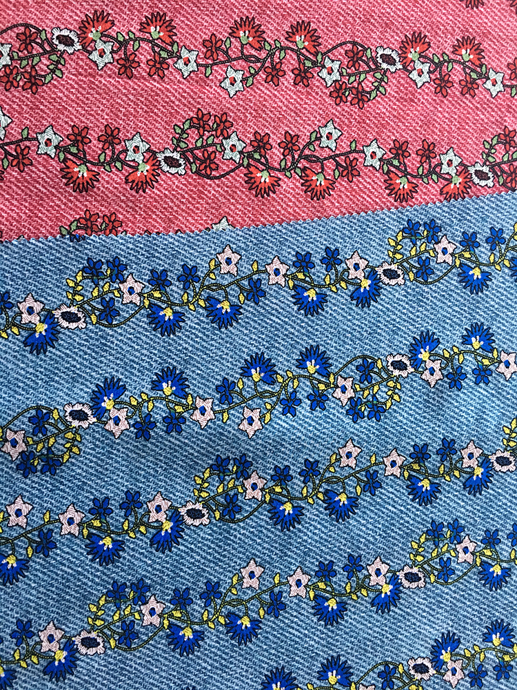 Denim Flower Rayon Poplin shuttle 45S Printing Fabric