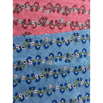 Denim Flower Rayon Poplin Shuttle 45S Printing Fabric