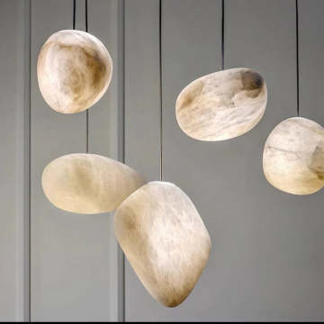 Nordic Simple Hotel Villa Alabaster Stone Pendant Light