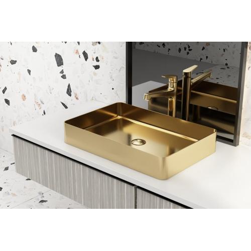 Acero inoxidable Baisn de baño dorado hecho a mano