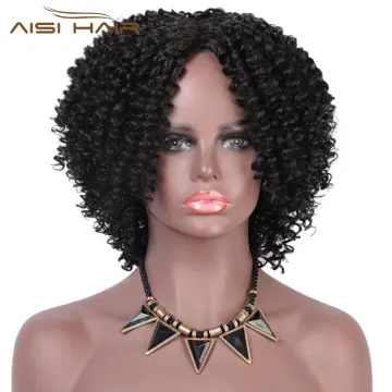 African American Synthetic Curly Hair Natural Black Afro Kinky Curly Short Wigs Women Wigs Black Hair For Black