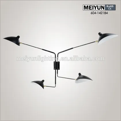 Serge Mouille three Arm Wall lamp with CE certificate