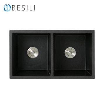 Matte Black Quartz Stone Undermount Kitchen Sink - 30 นิ้วชามคู่ร้อนขายร้อน