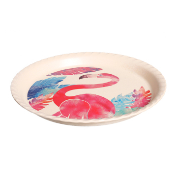 Household Restaurant Biodegradable  Bamboo Fiber Round Breakfast Dinner Cup Coffee Fast Food Tea Fruit Serving Tray