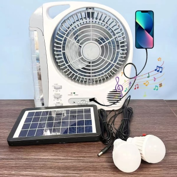 ISolfan Solar Powered Table Fan with Built-in Light and Rechargeable Battery