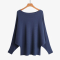 Women Boat Neck Batwing Sleeves Pullovers
