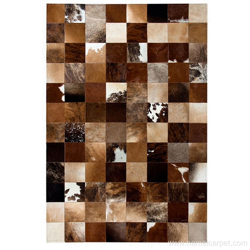 Cow hide leather carpet rug for living room