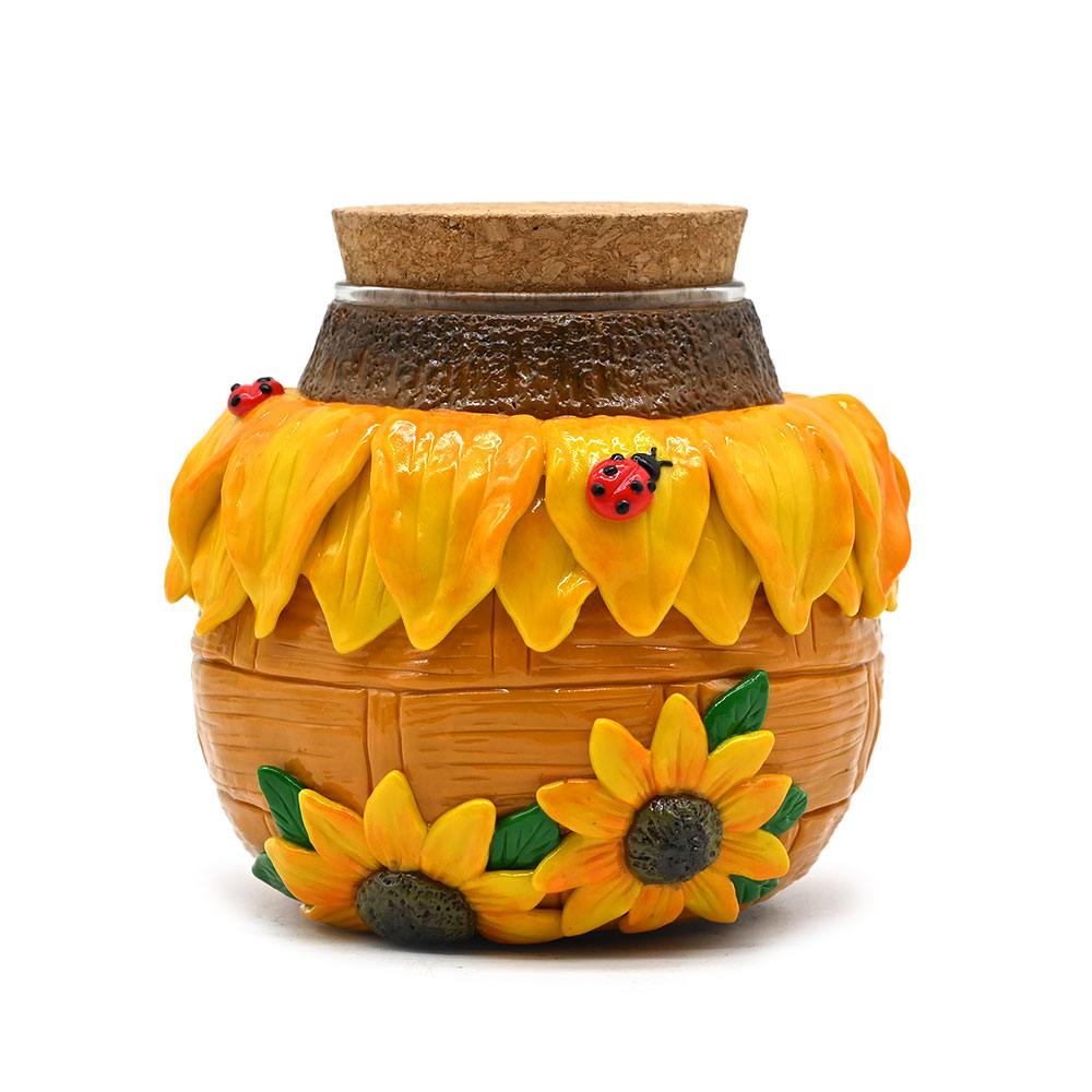 Yellow Sunflower Glass Jar