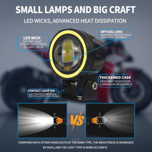 White And Yellow Motorcycle Led Fog Light
