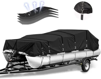 21-24FT Pontoon Boat Covers with 4 Lashing Ropes - Oxford 300D/600D/420D