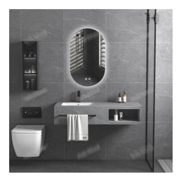 Wall Mounted Rock Slab Vanity Set with LED Mirror