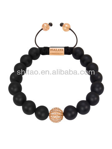 Multi Precious Stone Onyx Braided Shamballa Bracelet STSN-20