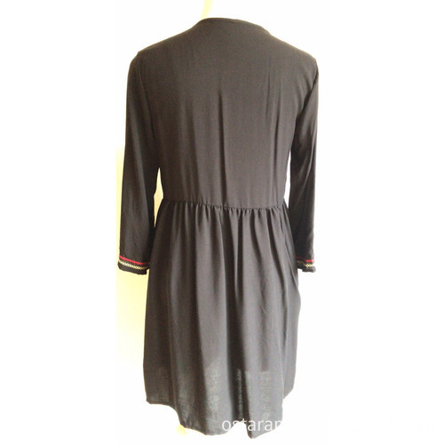 Viscose 3/4 Sleeve for Ladies Viscose Embroidery Dress