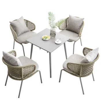 Leisure Waterproof Stackable Rope Rattan Garden Dining Set