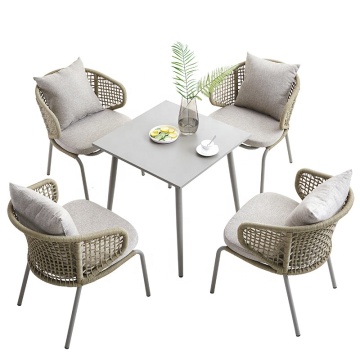 Leisure Waterproof Stackable Rope Rattan Garden Dining Set