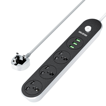 Hot Selling 3 Outlet Fast Charger Power Strip with 2 USBA + 1 USBC