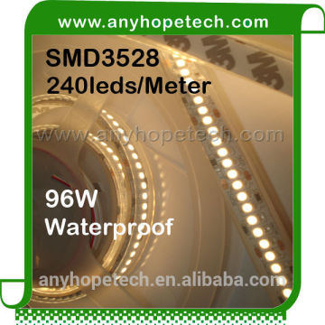 High voltage 240ledm 3000K waterproof 3528 led flexible strip