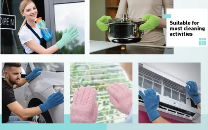 Durable Microfibre Plant Dusting Gloves with Coral Fleece Warm Mitt for Housework and Auto Dusting Cleaning