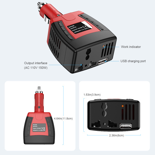 150W Car Power Inverter DC 12V to AC