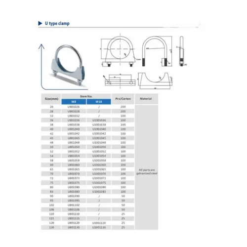 U stalowy zacisk śrubowy tłumik wydechowy zacisk rurowy