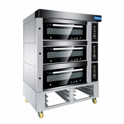 Whole Stainless Steel 3-Layer 6-Tray Electric Stone Deck Oven
