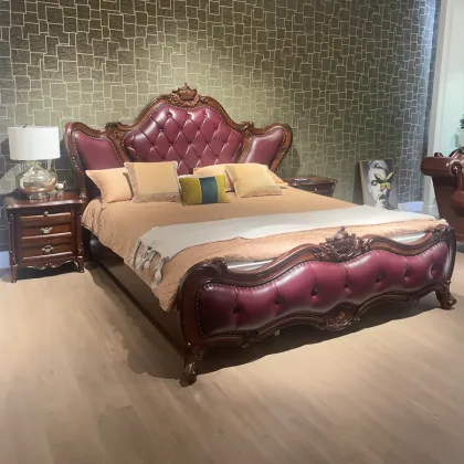 Purple Upholstered Princess Royal Crown Leather Bed