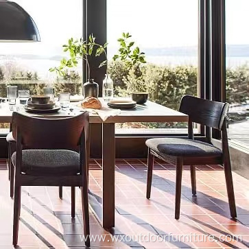 Ready for Ship Rattan Wooden Home Furniture Wicker Back with Soft Cushion Wood Kitchen Dining Restaurant Chair