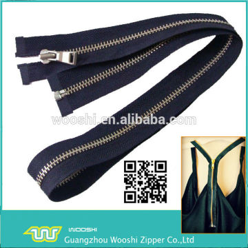 Metal Zippers Black Open End Metal Gold Teeth Sewing Zippers for Cloth