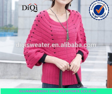 fashionable crocheted batwing sleeves pullover poncho