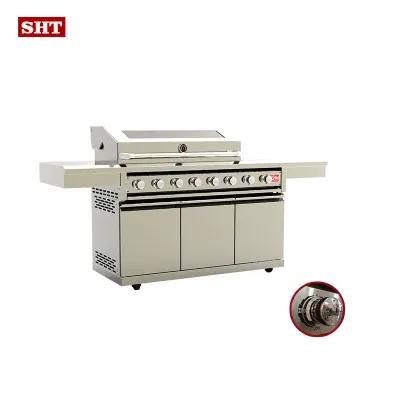 Commercial Stainless Steel 8 Burners Gas Barbecue Grill with Thermometer