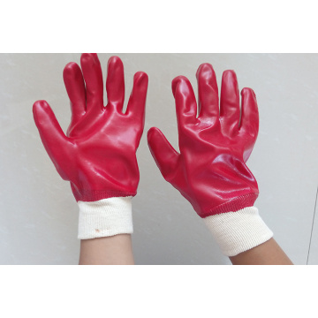 Red pvc single dipped gloves K/W