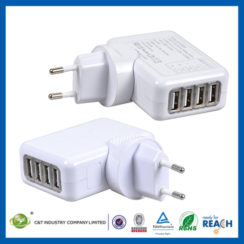 C&T Wholesale 2 Pin European Travel Power Adapter USB EU Wall Charger