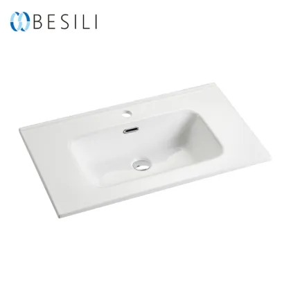 Rectangular Ceramic Washbasin for Luxury Hotels - Commercial White Cabinet Good Price Square Washbasin