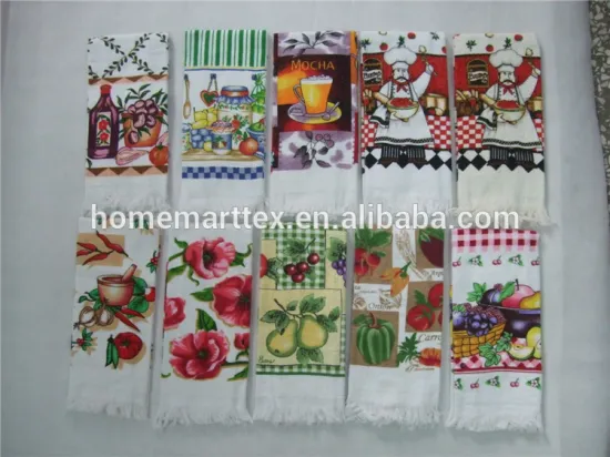 softtextile home textiles silk screen pigment printed kitchen tea towel cotton tea towel