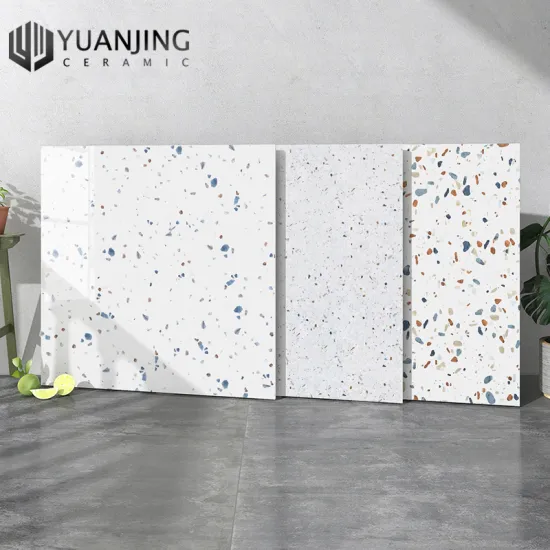 Colorful Glossy Terrazzo Floor Tiles - 800x800mm Full Polished Glazed Ceramic Antique Tiles for Living Rooms with Non-Slip Bricks