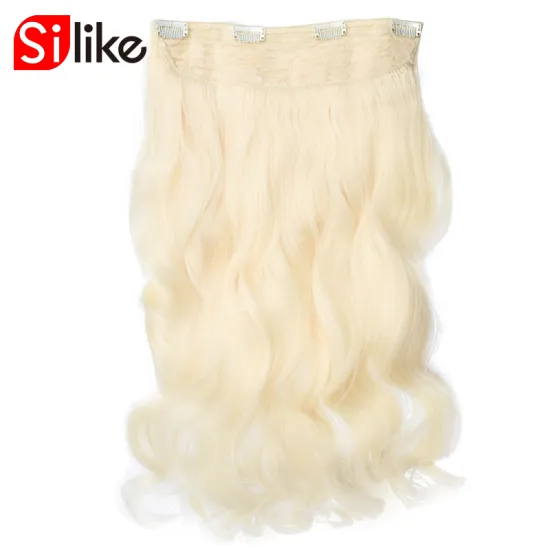 4Clips In Hair Extension Body Wave 24" Hair Extension Clip For Women Synthetic Hair Extensions Brown 613# Ombre Color