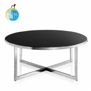 White Reception Desk office Metal Frame Glass Top Center Table Design Manufactory