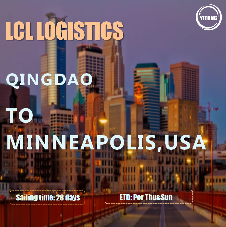 خدمة الشحن الدولية LCL من Qingdao إلى Minneapolis