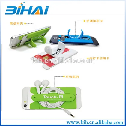 Sticker Silicone Phone stand with Bank card pocket Mobile Phone Holders