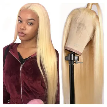 613 Closure Wigs For Black Women Human Hair Virgin Cuticle Aligned Hair blond Hd Lace Front Wig Straight 613 Full Lace Wigs