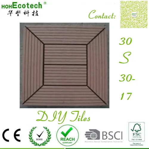Timber composite vinyl waterproof wood tiles Exterior patio WPC deckings