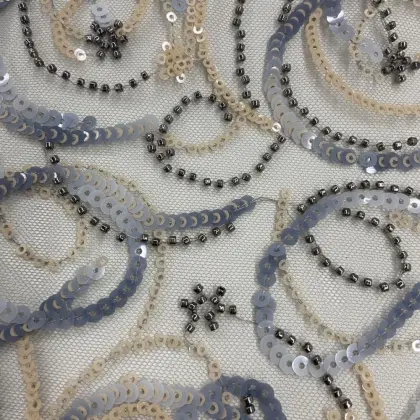 Vogue Cirular Gradual Change Beads Embroidery Fabric