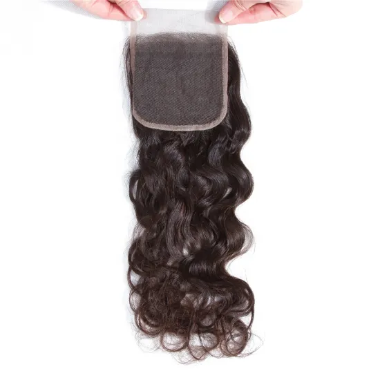 Raw Indian Curly Closures,  Brazilian Water Curls Remy Virgin Hair Bundles Closure