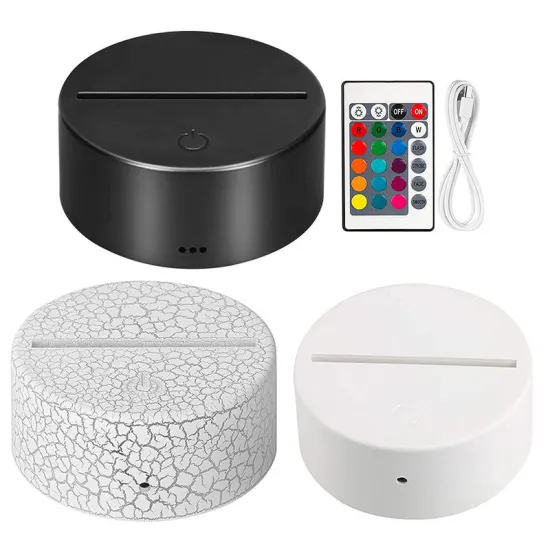 3D LED Light Holder with USB Cable Touch Control, 7 Color Acrylic Lamp Base for Table Decor